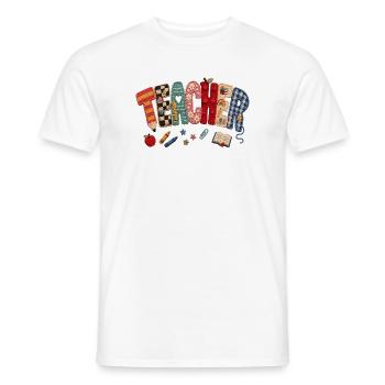 Crochet Teacher Patchwork - Men's T-Shirt - white - Front - AI Model Male 178 dark (178cm)