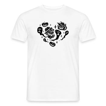 Cœur d’Halloween avec Fantôme d’Halloween - T-shirt homme - blanc - Devant - AI Model Male 178 dark (178cm)