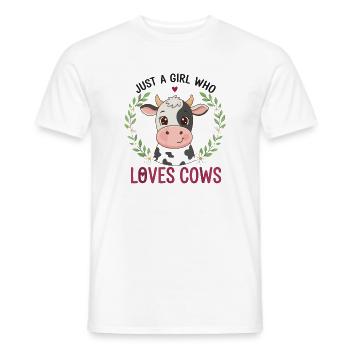 Mädchen liebt Kühe: Niedliche Kuh im Kranz - Männer T-Shirt - Weiß - Vorne - AI Model Male 178 dark (178cm)