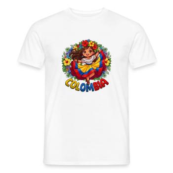 Colombia Folkloric Flower Girl - Men's T-Shirt - white - Front - AI Model Male 178 dark (178cm)