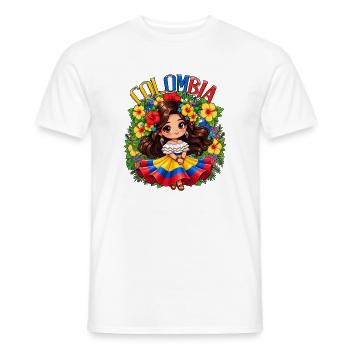 Colombian Flag Colombia Cute Girl - Men's T-Shirt - white - Front - AI Model Male 178 dark (178cm)