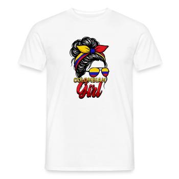 Fille Drapeau colombien Colombie - T-shirt homme - blanc - Devant - AI Model Male 178 dark (178cm)