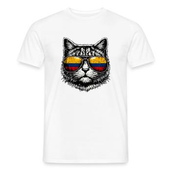 Katze Kolumbianische Flagge Kolumbien - Männer T-Shirt - Weiß - Vorne - AI Model Male 178 dark (178cm)