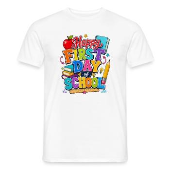 Happy First Day of School Books - Men's T-Shirt - white - Front - AI Model Male 178 dark (178cm)