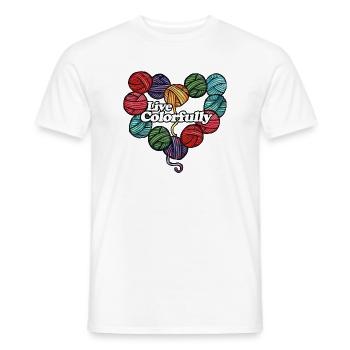 Cœur de laine vivant et colorée - T-shirt homme - blanc - Devant - AI Model Male 178 dark (178cm)