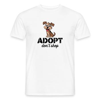 Cute Adopt Don't Shop Jack Russell Pup Cartoon 2 - Men's T-Shirt - white - Front - AI Model Male 178 dark (178cm)