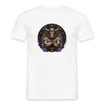 Mystic Taurus Zodiaque Symbole ésotérique de Taureau - T-shirt homme - blanc - Devant - AI Model Male 178 dark (178cm)