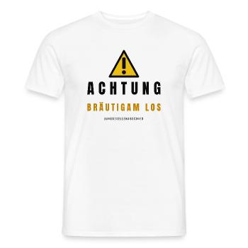 Achtung Brautpaar Junggesellenabschied - Männer T-Shirt - Weiß - Vorne - AI Model Male 178 dark (178cm)