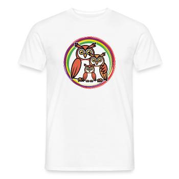 Eulenfamilie - Männer T-Shirt - Weiß - Vorne - AI Model Male 178 dark (178cm)