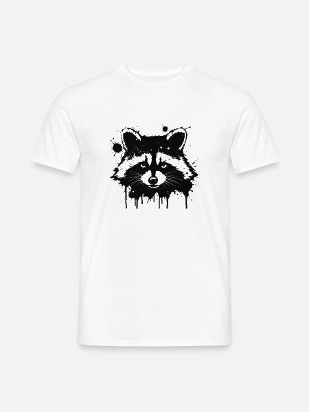 Waschbär Splash Black - Männer T-Shirt - Weiß