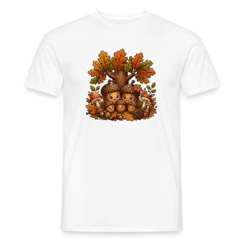 La famille des glands dans la forêt d’automne - T-shirt homme - blanc - Devant - AI Model Male 178 dark (178cm)