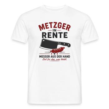 Metzger in Rente – Hackebeil & Wurst – Geschenk - Männer T-Shirt - Weiß - Vorne - AI Model Male 178 dark (178cm)
