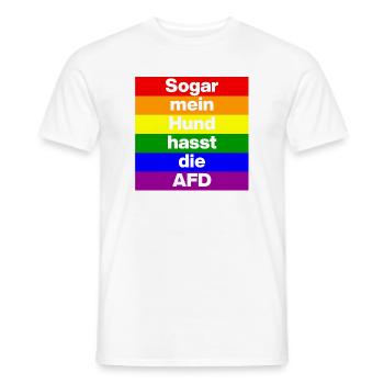 SOGAR MEIN HUND HASST DIE AFD, NO AFD NO NZS WEISS - Männer T-Shirt - Weiß - Vorne - AI Model Male 178 dark (178cm)