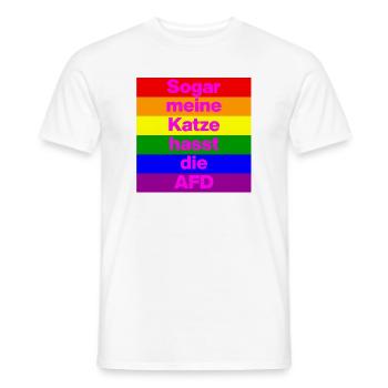 SOGAR MEINE KATZE HASST DIE AFD, NO AFD NO NZS  - Männer T-Shirt - Weiß - Vorne - AI Model Male 178 dark (178cm)