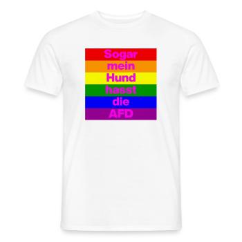 SOGAR MEIN HUND HASST DIE AFD, NO AFD NO NZS PINK - Männer T-Shirt - Weiß - Vorne - AI Model Male 178 dark (178cm)