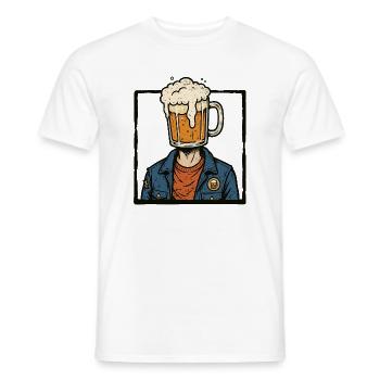 Beer lover, beer-drinking head, vacation trip - Men's T-Shirt - white - Front - AI Model Male 178 dark (178cm)