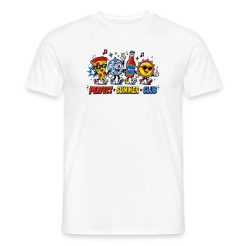  Käse-Pizza, Bierliebhaber, Urlaubsreise, Musik - Männer T-Shirt - Weiß - Vorne - AI Model Male 178 dark (178cm)