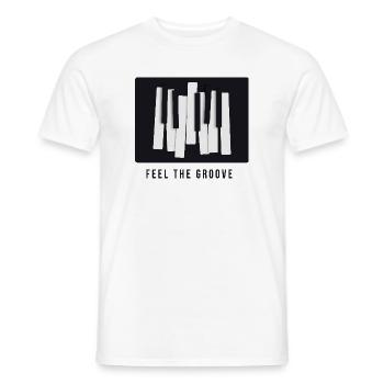 Feel the Groove – Modern Piano Design - Men's T-Shirt - white - Front - AI Model Male 178 dark (178cm)