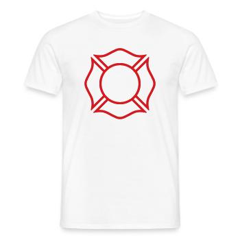 Symbole de sécurité du badge de ligne croisée maltais des pompiers - T-shirt homme - blanc - Devant - AI Model Male 178 dark (178cm)