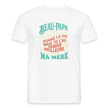 Beau-Papa Humour Cadeau Fête Des Pères Retro - T-shirt homme - blanc - Devant - AI Model Male 178 dark (178cm)