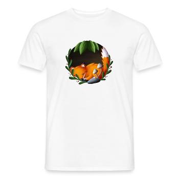 Sleeping fox in the green circle - Men's T-Shirt - white - Front - AI Model Male 178 dark (178cm)