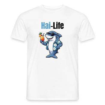 Shark Life | Cool cartoon shark with summer feeling - Men's T-Shirt - white - Front - AI Model Male 178 dark (178cm)