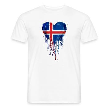 Iceland Nordic Heart Flag Watercolor Painting - Men's T-Shirt - white - Front - AI Model Male 178 dark (178cm)