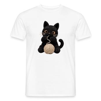 Crochet Chat Noir Crochet Chaton Tricote - T-shirt homme - blanc - Devant - AI Model Male 178 dark (178cm)