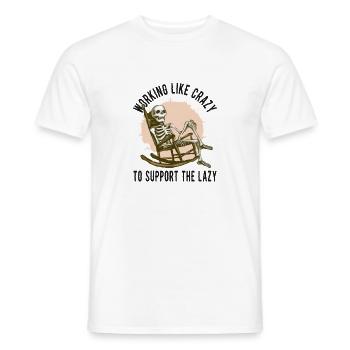 Travailler comme un fou – Humour de squelette - T-shirt homme - blanc - Devant - AI Model Male 178 dark (178cm)
