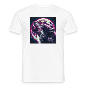 Wolf howls at the Full Moon - Men's T-Shirt - white - Front - AI Model Male 178 dark (178cm)