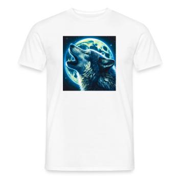 Wolf heult zum Vollmond - Männer T-Shirt - Weiß - Vorne - AI Model Male 178 dark (178cm)