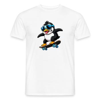 Cool Penguin Skateboarder Quirky Comic - Men's T-Shirt - white - Front - AI Model Male 178 dark (178cm)