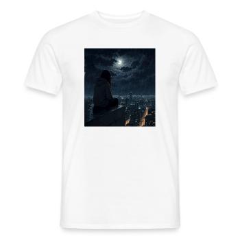 Night on Rooftop Rain - Men's T-Shirt - white - Front - AI Model Male 178 dark (178cm)