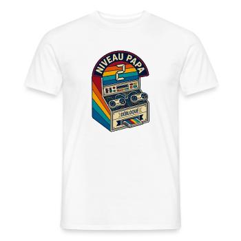 Niveau Papa 2 Débloqué Cadeau Rétro Vintage - T-shirt homme - blanc - Devant - AI Model Male 178 dark (178cm)