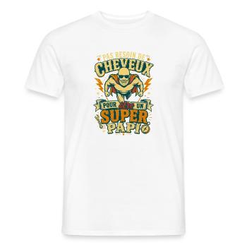 Super Papi Pas Besoin De Cheveux Humour - T-shirt homme - blanc - Devant - AI Model Male 178 dark (178cm)