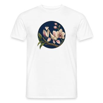 Praying Mantis on Orchids - Men's T-Shirt - white - Front - AI Model Male 178 dark (178cm)