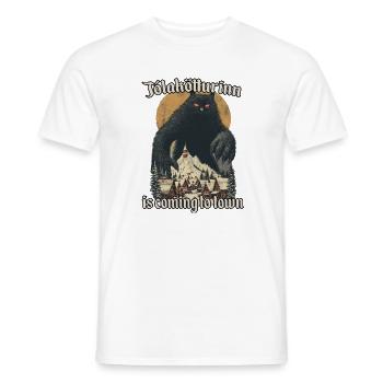 Riesige Schwarze Katze Isländische Weihnachtsnacht - Männer T-Shirt - Weiß - Vorne - AI Model Male 178 dark (178cm)
