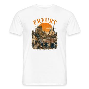  Vintage Erfurt Skyline historische Straßenansicht - Männer T-Shirt - Weiß - Vorne - AI Model Male 178 dark (178cm)