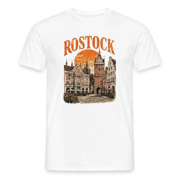  Vintage Rostock Skyline historische - Männer T-Shirt - Weiß - Vorne - AI Model Male 178 dark (178cm)