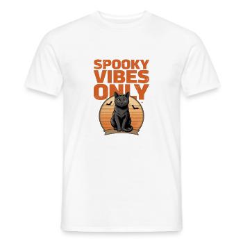 Black Cat Halloween – Spooky Vibes Only - Men's T-Shirt - white - Front - AI Model Male 178 dark (178cm)