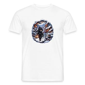 Winter ninja in snowy village - Men's T-Shirt - white - Front - AI Model Male 178 dark (178cm)