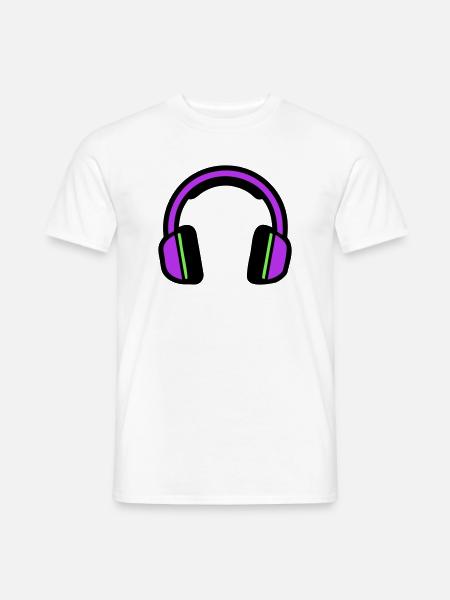 Silhouette musicale des écouteurs - T-shirt homme - blanc