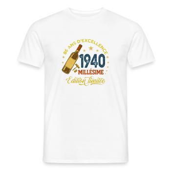 86 Ans Millésime 1940 Anniversaire Vin Rétro - T-shirt homme - blanc - Devant - AI Model Male 178 dark (178cm)