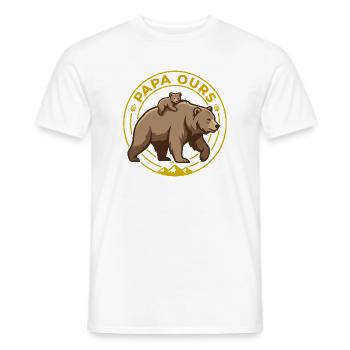 Papa Ours et Ourson Badge Nature Fête des Pères - T-shirt homme - blanc - Devant - AI Model Male 178 dark (178cm)