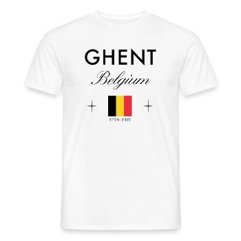 Gent Belgien Koordinaten Reise Souvenir - Männer T-Shirt - Weiß - Vorne - AI Model Male 178 dark (178cm)