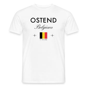 Ostende Belgien Koordinaten Reise Souvenir - Männer T-Shirt - Weiß - Vorne - AI Model Male 178 dark (178cm)