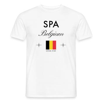 Spa Belgien Koordinaten Reise Souvenir - Männer T-Shirt - Weiß - Vorne - AI Model Male 178 dark (178cm)