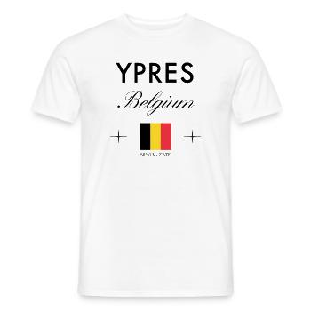 Ypern Belgien Koordinaten Reise Souvenir - Männer T-Shirt - Weiß - Vorne - AI Model Male 178 dark (178cm)