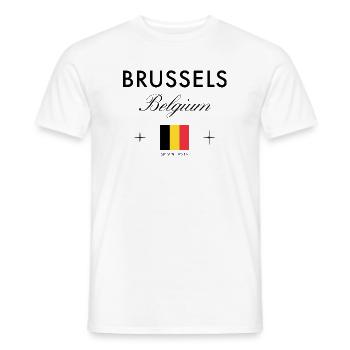 Bruessel Belgien Koordinaten Reise Souvenir - Männer T-Shirt - Weiß - Vorne - AI Model Male 178 dark (178cm)