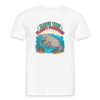 Sauvez les pommes de terre flottantes Drôle de lamantin et vache de mer - T-shirt homme - blanc - Devant - AI Model Male 178 dark (178cm)